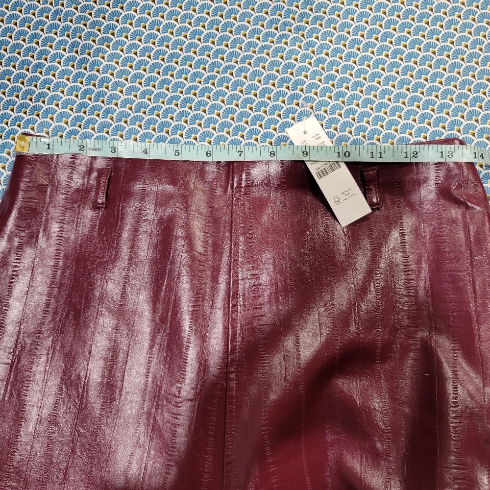 J. Crew Burgundy Faux Eel-skin Leather Midi Skirt - Picture 6 of 8